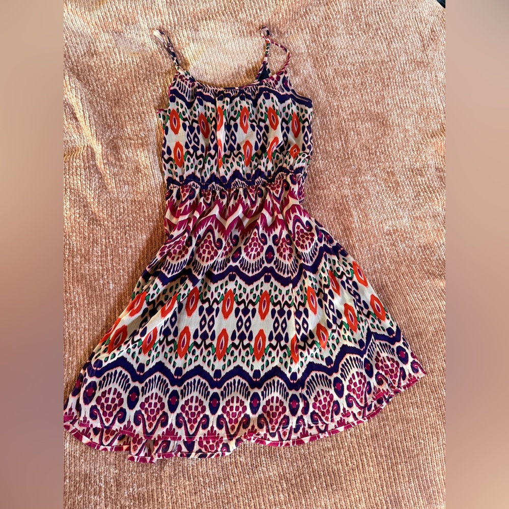 The Gap Colorful Geometric Print Spaghetti Strap Mini Dress Sz M Boho - Picture 3 of 8